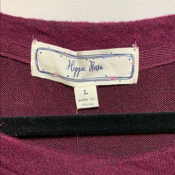 Hippie Rose Burgundy 3/4 Sleeve Cut Out Sweatshirt - Picture 2 of 4